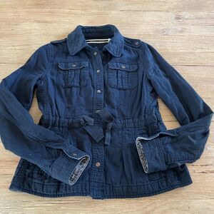 Anthropologie Daughters of the Liberation Utility Blazer Jacket Navy Blue Size 2